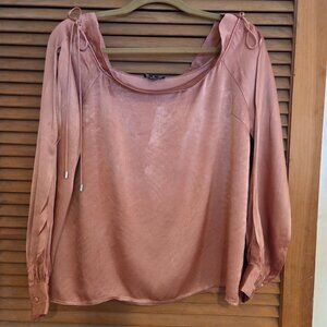 Coral colored satin top